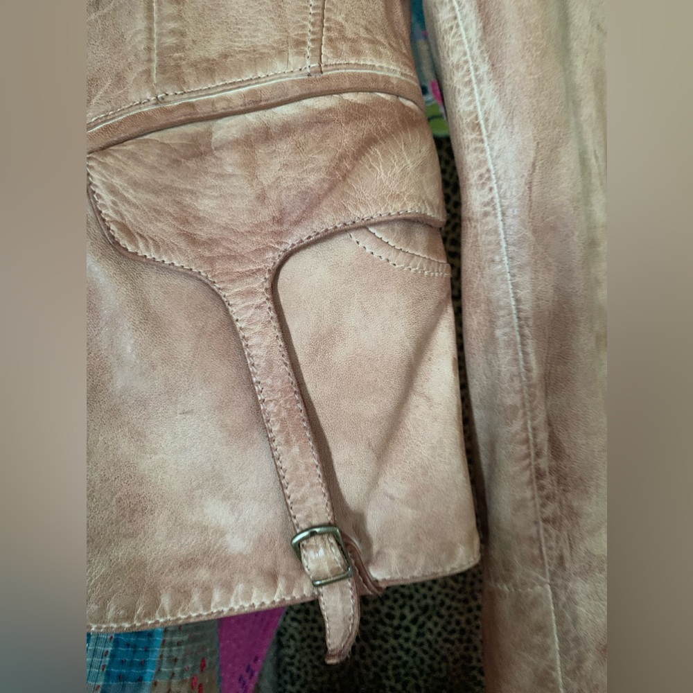 One of a kind Hand Distressed Blur Leather Jackrt - Picture 2 of 10
